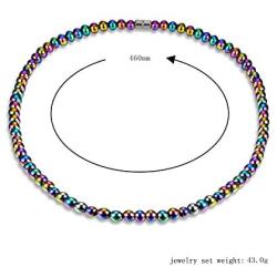 TIDOO Jewelry Magnetic Hematite Necklace Therapy Necklace Hematite Round Beads Healing Stone Chain