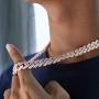 PY BLING Hip Hop Mens Full Iced Out 15mm 18K Gold/White Rose Gold Plated CZ Miami Cuban Link Chain Choker 18''-24'' Necklace or 8.5'' Bracelet