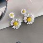 MFHUNX Daisy Earrings 925 Sterling Silver Needle Studs Tiny Flower Earrings Jewelry Gift for Women Girls (White)