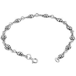 AeraVida Cute and Charming Ladybug .925 Sterling Silver Link Bracelet