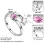 Birthstone Adjustable Rings Birth Month Open Rings Gift for Women and Girls 925 Sterling Silver Round Cut Crystal Solitaire Ring Birthstone Band Ring Birthstone Jewelry Gift