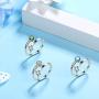 Round Crystal Solitaire Birthstone Ring Adjustable Women 925 Sterling Silver Cubic Zirconia Birth Month Open Ring Stackable Statement Rings for Girls Birthstone Wedding Engagement Ring Jewelry Gift