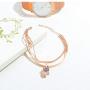 Fashion Ahead Womens Multi-Layers Link Charms Bracelet CZ Crystal Filled Love Key Butterfly Hamsa Hand Evil Eye Pendant Charms Rose Gold Chain Adjustable Bracelet