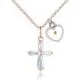 Rose Gold & Platinum Plated Baguette Cut Cubic Zirconia Cross Pendant Necklace with Mustard Seed Heart Pendant Y938 Rose Gold & Platinum Plated Baguette Cut Cubic Zirconia Cross Pendant Necklace with Mustard Seed Heart Pendant Y938