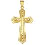 10K Yellow Gold Mens Cross Pendant Diamond Cut Cross