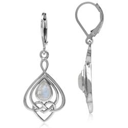 Silvershake Teardrop Cabochon 925 Sterling Silver Celtic Love Heart Eternity Dangle Leverback Earrings Jewelry for Women