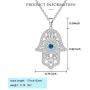 925 Sterling Silver Hamsa Hand Necklace with White Gold Plated Good Luck Vintage Fatima Hand Pendant Charm Cute Sparkling Zirconia Jewelry Gift for Women Girls