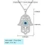 925 Sterling Silver Hamsa Hand Necklace with White Gold Plated Good Luck Vintage Fatima Hand Pendant Charm Cute Sparkling Zirconia Jewelry Gift for Women Girls