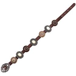 Rosemarie & Jubalee Womens Western Style Concho With Semi Precious Howlite Stone Genuine Leather Statement Buckle Bracelet