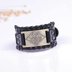 fishhook The Elder Scrolls Dragon Pterosauria Triquetra Pattern Bangle Wide Leather Bracelet