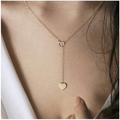Olbye Gold Heart Necklace Choker Minimal Drop Necklace Jewelry for Women and Girls Simple Y Necklace (1 Layer)