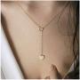 Olbye Gold Heart Necklace Choker Minimal Drop Necklace Jewelry for Women and Girls Simple Y Necklace (1 Layer)