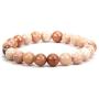 TOMAY 2021 New Natural Stone Semi Precious 0.3inch Valentines Day Gift Gorgeous Pink Healing Crystal Bracelet for Women Healing Stretch Beaded Adjustable Macrame Cure Yoga Girls