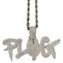Shop-iGold Custom Plug Men Women 925 Italy White Gold Finish Iced Silver Charm Ice Out Pendant Stainless Steel Real 3 mm Rope Chain, Mans Jewelry, Iced Pendant, Rope Necklace 16''- 24''