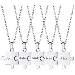 FaithHeart Puzzle Matching Necklace Personalized Custom BFF Pendant Necklaces Set for Women Men Family/Team/Classmates Names Jewelry