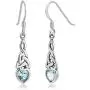 925 Sterling Silver Celtic Knot Gemstone Heart Drop Dangle Hook Earrings 1.29 inches