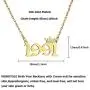 MOROTOLE Birth Year Necklace with Crown 18K Gold Plated Birth Year Number Necklace Stainless Steel Birthday Year Pendant Necklace for Women Girls,1990-2010