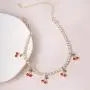 Cherry Tennis Link Chain Necklace Bling Iced Out Cherry Pendant Necklace Cute Crystal Rhinestone Clavicle Chain Necklace for Women Teen Girls Hip Hop Jewelry Gifts