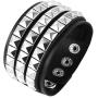 HZMAN Unisex Black Genuine Leather Silver Pyramid Studs Wristband 80s Gothic Punk Glam