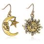BELUCKIN Asymmetrical Vintage Sun and Moon Face Dangle Earrings with Star for Women Girls