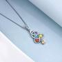 YFN Irish Celtic Knot Pendant Necklace Sterling Silver with Colorful Created Birthstone CZ Jewelry 18'' for Women