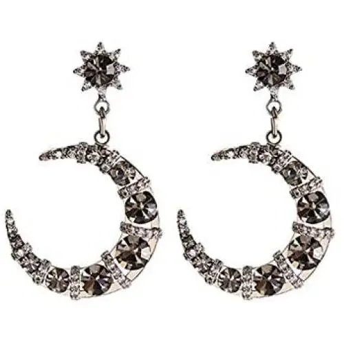 Folomie Fashion Elegant Black Star Moon Glitter Silver Drop Dangle Earrings Jewelry For Womens Girls Friends Christmas Birthday Gifts Wedding Party with nice box packed Folomie Fashion Elegant Black Star Moon Glitter Silver Drop Dangle Earrings Jewelry For Womens Girls Friends Christmas Birthday Gifts Wedding Party with nice box packed