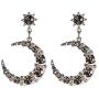 Folomie Fashion Elegant Black Star Moon Glitter Silver Drop Dangle Earrings Jewelry For Womens Girls Friends Christmas Birthday Gifts Wedding Party with nice box packed