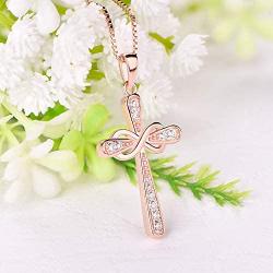YL Cross Necklace 925 Sterling Silver Infinity Pendant Religious Jewelry Christian Baptism Gift