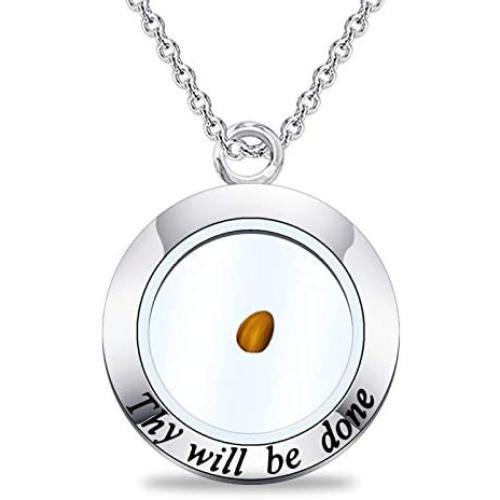 CYTING Mustard Seed Necklace The Lords Prayer Thy Will Be Done Faith Necklace Christian Jewelry Religious Gift for Family Friends