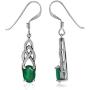 Silvershake 1.44ct. Natural Emerald Green Agate 925 Sterling Silver Celtic Knot Dangle Hook Earrings