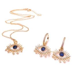 Jewelry Set for Women 18K Plated Evil Eye Earrings & Pendant Necklace ''18 Inches'' Length