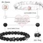 Ubjuliwa 2 Pairs Magnetic Couples Bracelets for Women Men Black Matte Agate Distance Bracelets for Couples Connect Bracelet for Him and Her Couples Gifts