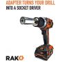 RAK Universal Socket Grip (7-19mm) Multi-Function Ratchet Wrench Power Drill Adapter 2Pc Set - Tool for Men, DIY Handyman, Father/Dad, Husband, Boyfriend, Him, Women
