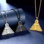 beautlace Ankh Cross Necklace Silver/18K Gold/Black Gun Plated Ancient Triangle Ankh Cross Religious Pendant for Men and Women KP0132
