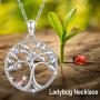 Tree of Life Necklace Pendant Ladybug/Unicorn/Llama Necklace 925 Sterling Silver Cute Animal Jewelry Gifts for Women Daughter