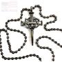 Nail Cross Crown of Thorns Dark Finish Necklace on Dark Ball Chain