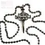 Nail Cross Crown of Thorns Dark Finish Necklace on Dark Ball Chain