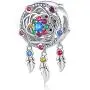 FOREVER QUEEN Dream Catcher Charm fit Charms Bracelet 925 Sterling Silver Feathers Tassel Bead Charm with Colorful Stones Pendant for European Necklace Jewelry