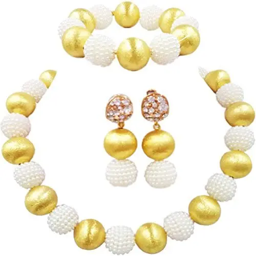aczuv Royal Blue African Beads Jewelry Set for Women Nigerian Wedding Necklace and Earrings aczuv Royal Blue African Beads Jewelry Set for Women Nigerian Wedding Necklace and Earrings