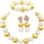 aczuv Royal Blue African Beads Jewelry Set for Women Nigerian Wedding Necklace and Earrings