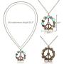 QTMY Fashion Antiwar Peace Sign Long Statement Choker Necklace Jewelry Collar with Pendant Chain for Women