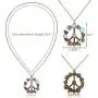 QTMY Fashion Antiwar Peace Sign Long Statement Choker Necklace Jewelry Collar with Pendant Chain for Women