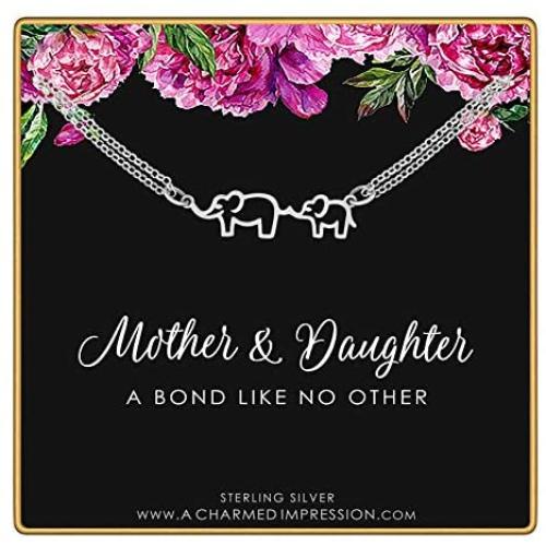 A Charmed Impression Mother & Daughter Bracelet • Gift for Mom Daughter • Elephant Bracelet • Mother Elephant with Baby • Daughter Gift from Mom • Birthday Gifts for Girls for Women