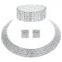 mecresh Wedding Bridal 1/2/3/4/5Row Rhinestone Crystal Jewelry Sets for Women(1 Earrings&Necklace&Bracelet) mecresh Wedding Bridal 1/2/3/4/5Row Rhinestone Crystal Jewelry Sets for Women(1 Earrings&Necklace&Bracelet)