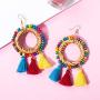 Handmade Beaded Tassel Statement Earrings Bohemian Fringe Lightweight Party Dangle Drop Earrings Boho Rattan Earrings For Women Girls