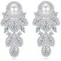 CWWZircons Simulated Pearl Earrings Dangle Leaf Drop Cubic Zirconia Silver Plated Earring for Women Jewelry CWWZircons Simulated Pearl Earrings Dangle Leaf Drop Cubic Zirconia Silver Plated Earring for Women Jewelry
