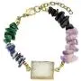 Bling Jewelry Boho Organic Purple Blue Green Agate Multi Gemstone Chip Chakra Fashion Druzy Bracelet for Women Gold Tone Metal