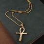 HZMAN Ankh Cross Stainless Steel Horus Eye Pendant Ancient Egyptian Protection Necklace 22 + 2 inch Chain