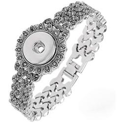 LEGENSTAR Vintage Silver Snap Button Jewelry Bracelets for Women 18-20mm DIY Alloy Interchangeable Charm Bangles Female