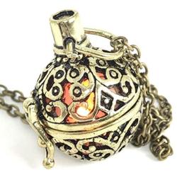 UMBRELLALABORATORY Steampunk FIRE Necklace - Pendant Charm Locket Jewelry- Great Gift-Bronze-Costume Accessory